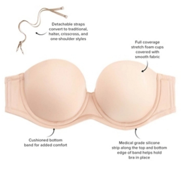 Wacoal Red Carpet Strapless Underwire Bra - Sz 42DDD US/UK - Picture 6 of 9